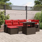 7-teiliges Gartensofa-Set mit Kissen, braun, Polyrattan