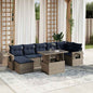 8-teiliges Gartensofa-Set mit Kissen, grau, Polyrattan