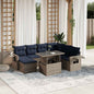 8-teiliges Gartensofa-Set mit Kissen, grau, Polyrattan