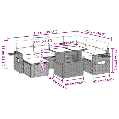 8-teiliges Gartensofa-Set mit Kissen, braun, Polyrattan