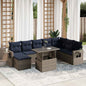 9-teiliges Gartensofa-Set mit Kissen, grau, Polyrattan