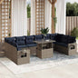 11-teiliges Gartensofa-Set mit Kissen, grau, Polyrattan
