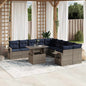 11-teiliges Gartensofa-Set mit Kissen, grau, Polyrattan