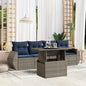 5-teiliges Gartensofa-Set mit Kissen, grau, Polyrattan
