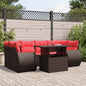 7-teiliges Gartensofa-Set mit Kissen, braun, Polyrattan