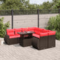 9-teiliges Gartensofa-Set mit Kissen, braun, Polyrattan