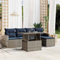 6-teiliges Gartensofa-Set mit Kissen, grau, Polyrattan