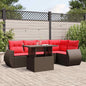 6-teiliges Gartensofa-Set mit Kissen, braun, Polyrattan
