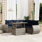 6-teiliges Gartensofa-Set mit Kissen, grau, Polyrattan