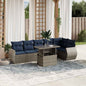 7-teiliges Gartensofa-Set mit Kissen, grau, Polyrattan