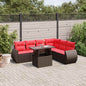 7-teiliges Gartensofa-Set mit Kissen, braun, Polyrattan