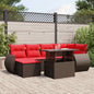 7-teiliges Gartensofa-Set mit Kissen, braun, Polyrattan