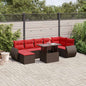 8-teiliges Gartensofa-Set mit Kissen, braun, Polyrattan