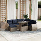 8-teiliges Gartensofa-Set mit Kissen, grau, Polyrattan