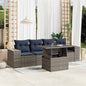 5-teiliges Gartensofa-Set mit Kissen, grau, Polyrattan