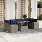 8-teiliges Gartensofa-Set mit Kissen, grau, Polyrattan