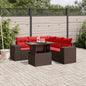 6-teiliges Gartensofa-Set mit Kissen, braun, Polyrattan