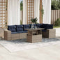 7-teiliges Gartensofa-Set mit Kissen, grau, Polyrattan