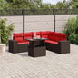 7-teiliges Gartensofa-Set mit Kissen, braun, Polyrattan