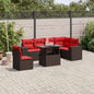 7-teiliges Gartensofa-Set mit Kissen, braun, Polyrattan
