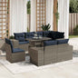 9-teiliges Gartensofa-Set mit Kissen, grau, Polyrattan