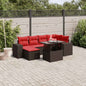 7-teiliges Gartensofa-Set mit Kissen, braun, Polyrattan
