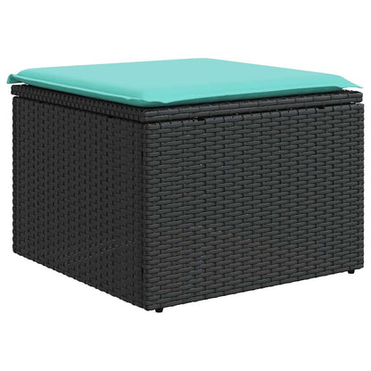 8-teiliges Gartensofa-Set mit Kissen, schwarzes Polyrattan
