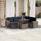 8-teiliges Gartensofa-Set mit Kissen, grau, Polyrattan
