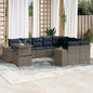 10-teiliges Gartensofa-Set mit Kissen, grau, Polyrattan