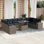 11-teiliges Gartensofa-Set mit Kissen, grau, Polyrattan