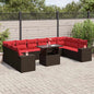11-teiliges Gartensofa-Set mit Kissen, braun, Polyrattan