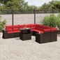 11-teiliges Gartensofa-Set mit Kissen, braun, Polyrattan
