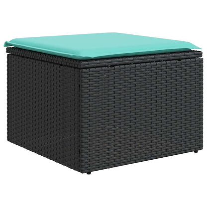 11-teiliges Gartensofa-Set mit Kissen, schwarzes Polyrattan