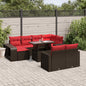11-teiliges Gartensofa-Set mit Kissen, braun, Polyrattan