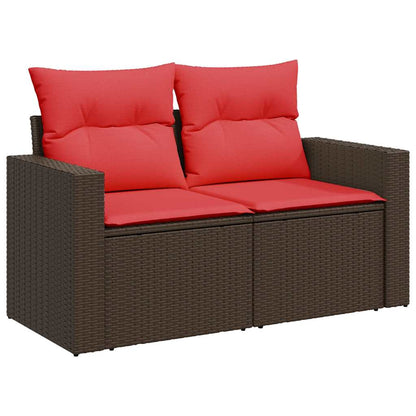 11-teiliges Gartensofa-Set mit Kissen, braun, Polyrattan