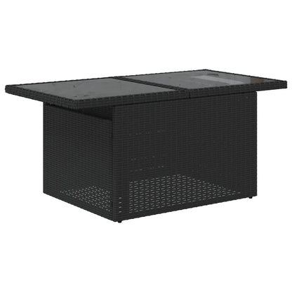 6-teiliges Gartensofa-Set mit Kissen, schwarzes Polyrattan