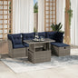 6-teiliges Gartensofa-Set mit Kissen, grau, Polyrattan