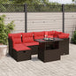 7-teiliges Gartensofa-Set mit Kissen, braun, Polyrattan