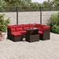 8-teiliges Gartensofa-Set mit Kissen, braun, Polyrattan