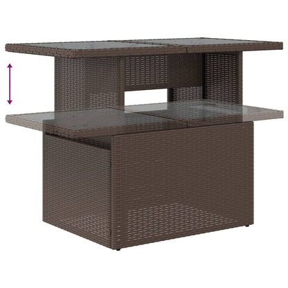 7-teiliges Gartensofa-Set mit Kissen, braun, Polyrattan