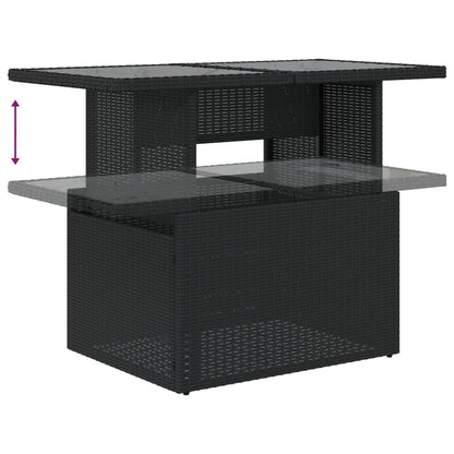 7-teiliges Gartensofa-Set mit Kissen, schwarzes Polyrattan
