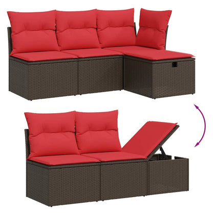 7-teiliges Gartensofa-Set mit Kissen, braun, Polyrattan