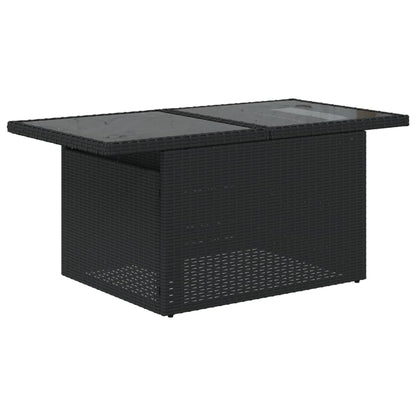 8-teiliges Gartensofa-Set mit Kissen, schwarzes Polyrattan