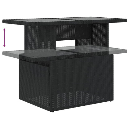 8-teiliges Gartensofa-Set mit Kissen, schwarzes Polyrattan