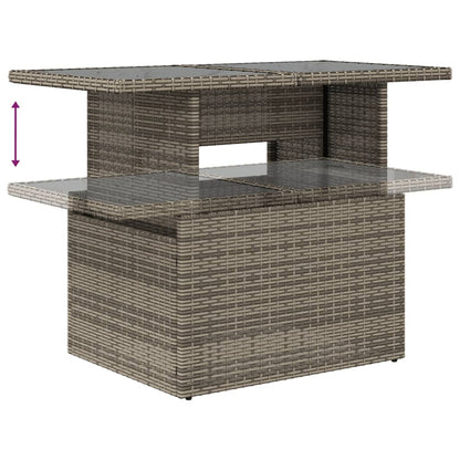 8-teiliges Gartensofa-Set mit Kissen, grau, Polyrattan