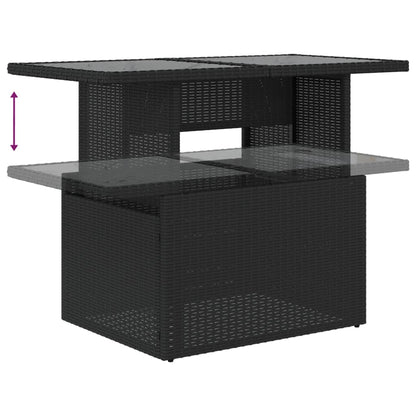 9-teiliges Gartensofa-Set mit Kissen, schwarzes Polyrattan