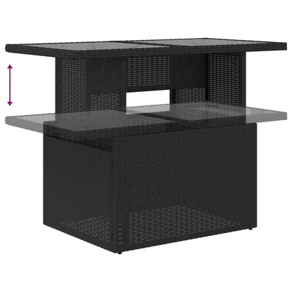 6-teiliges Gartensofa-Set mit Kissen, schwarzes Polyrattan