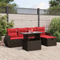 6-teiliges Gartensofa-Set mit Kissen, braun, Polyrattan