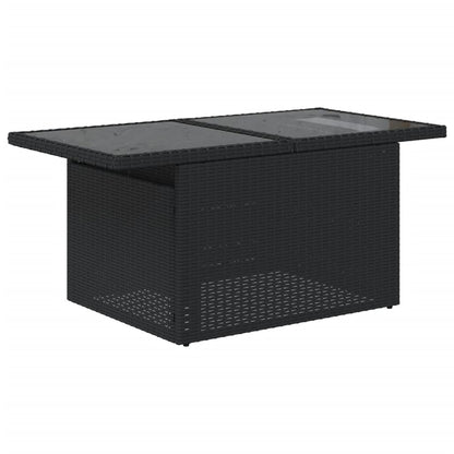 7-teiliges Gartensofa-Set mit Kissen, schwarzes Polyrattan