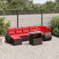8-teiliges Gartensofa-Set mit Kissen, braun, Polyrattan